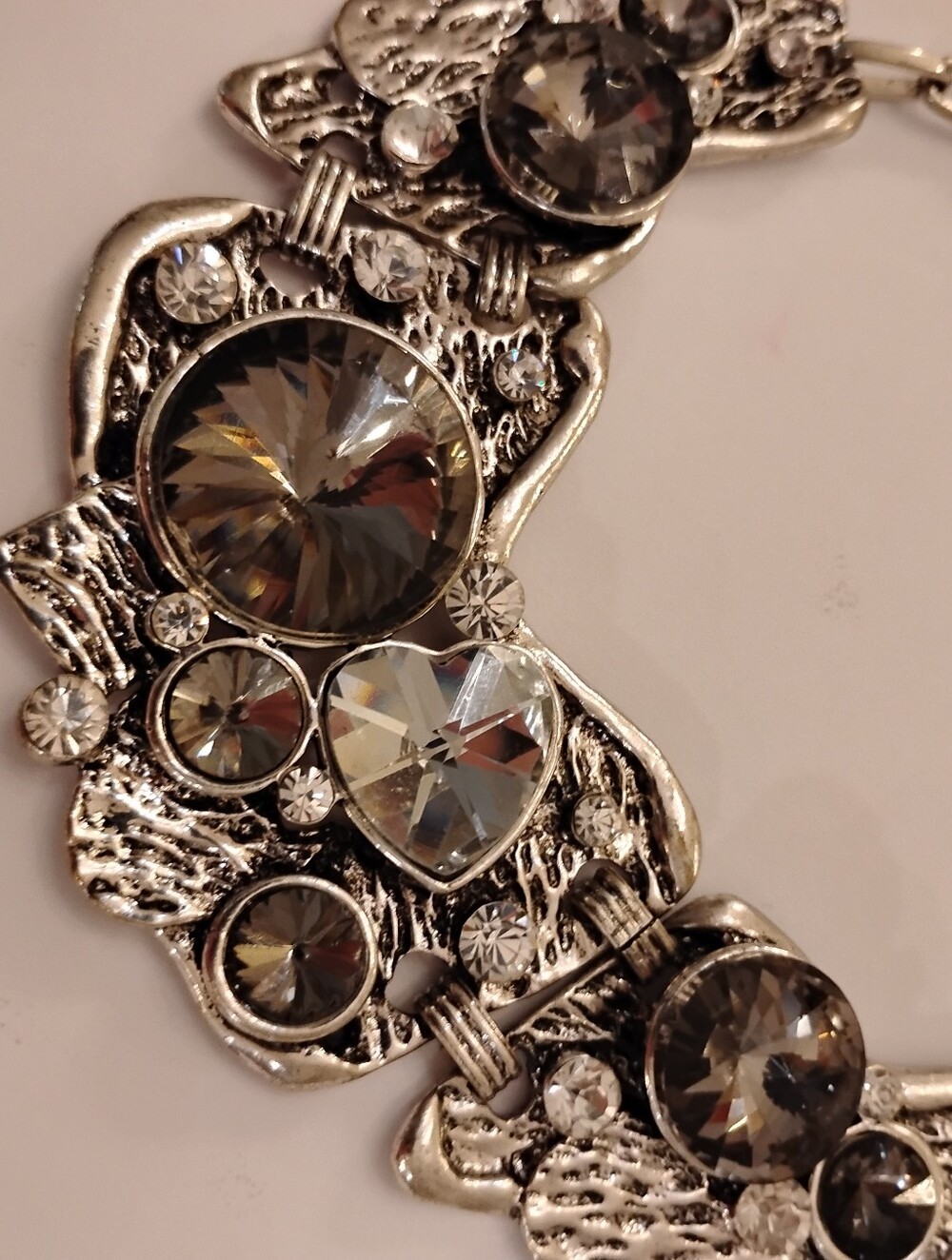 Statement Silver-Tone Crystal Bib Necklace - Women Jewelry - Picture 2 of 2
